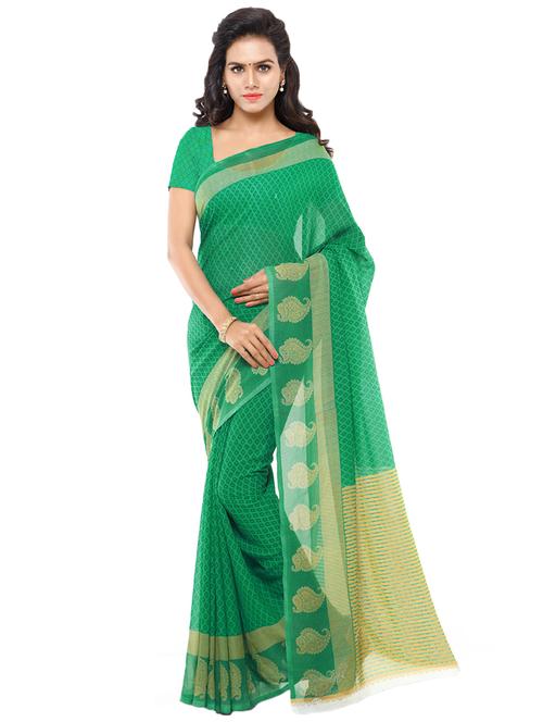 printed bordered saree with blouse - 16751561 - Very Small Image - 1