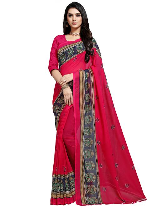 floral printed saree with blouse - 16751591 - Very Small Image - 1