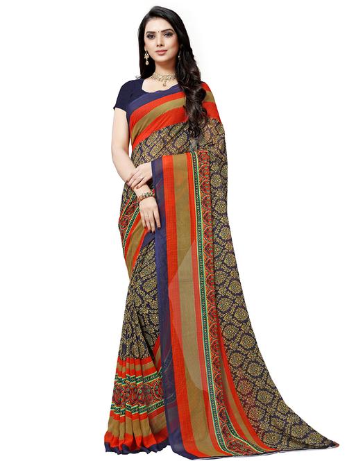 printed bordered saree with blouse - 16751595 - Very Small Image - 1
