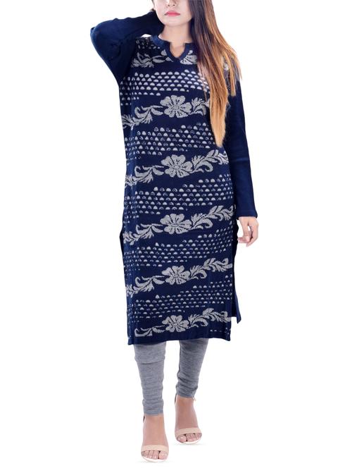 floral woolen kurta - 16751712 - Very Small Image - 1