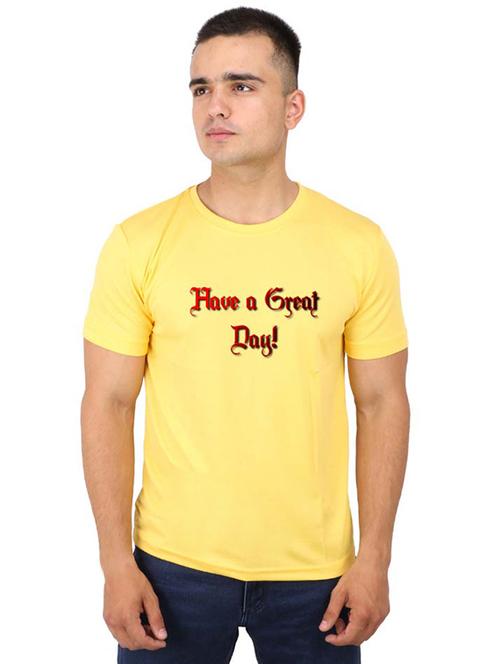 yellow typographic chest print t-shirt - 16751828 - Very Small Image - 1