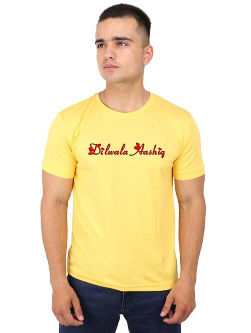 yellow typographic chest print t-shirt - 16751913 - Very Small Image - 1