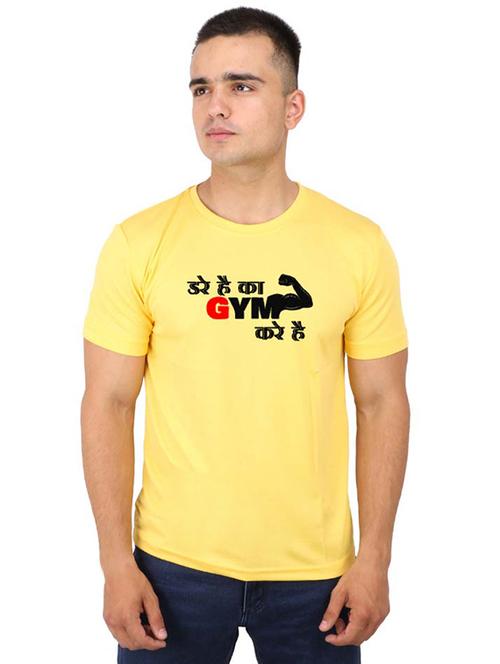 yellow typographic chest print t-shirt - 16751917 - Very Small Image - 1