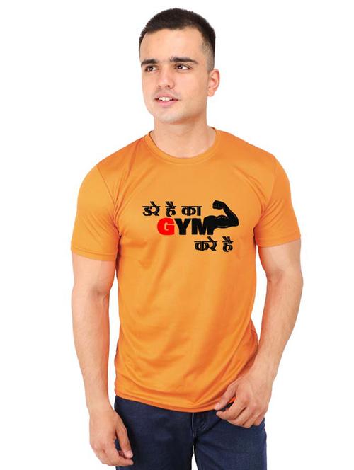 orange typographic chest print t-shirt - 16751920 - Very Small Image - 1