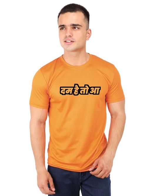 orange typographic chest print t-shirt - 16751926 - Very Small Image - 1