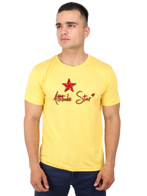 yellow typographic chest print t-shirt - 16752008 - Very Small Image - 1