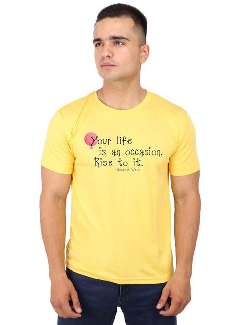 yellow typographic chest print t-shirt - 16752034 - Very Small Image - 1