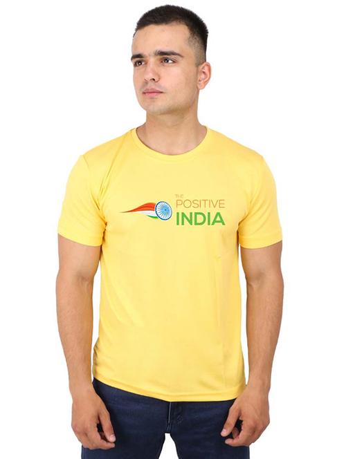 yellow typographic chest print t-shirt - 16752075 - Very Small Image - 1