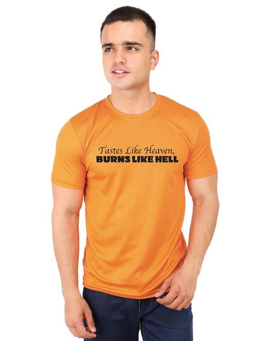 orange typographic chest print t-shirt - 16752089 - Very Small Image - 1