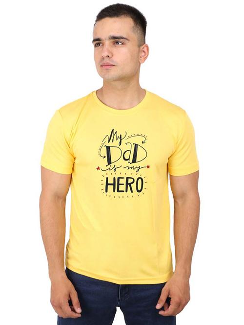 yellow typographic chest print t-shirt - 16752117 - Very Small Image - 1