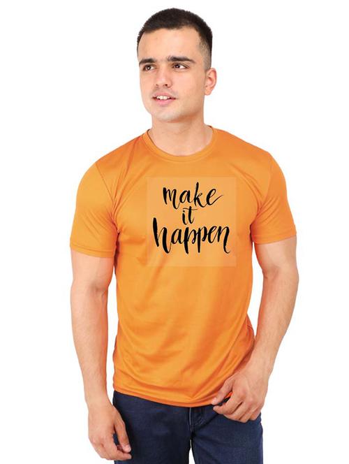 orange typographic chest print t-shirt - 16752136 - Very Small Image - 1