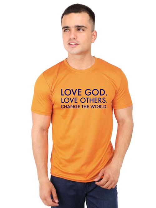 orange typographic chest print t-shirt - 16752153 - Very Small Image - 1