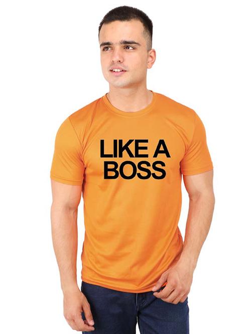 orange typographic chest print t-shirt - 16752160 - Very Small Image - 1