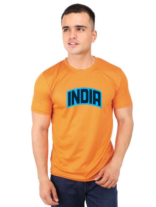 orange typographic chest print t-shirt - 16752195 - Very Small Image - 1