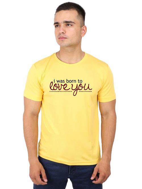 yellow typographic chest print t-shirt - 16752203 - Very Small Image - 1