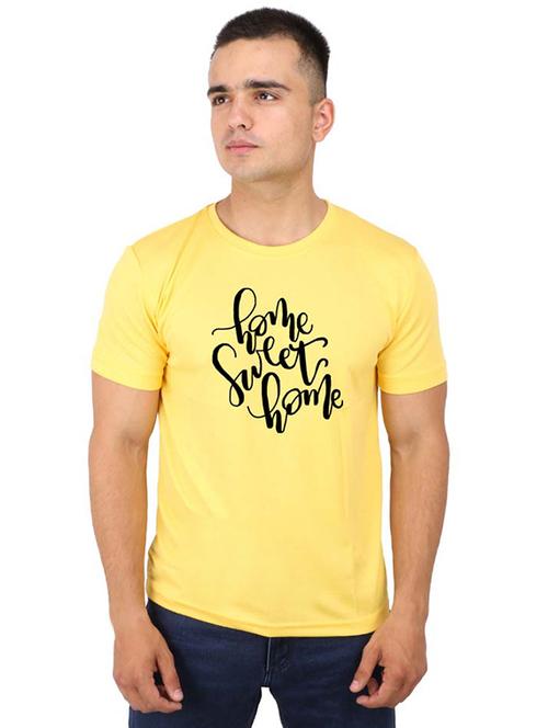 yellow typographic chest print t-shirt - 16752219 - Very Small Image - 1