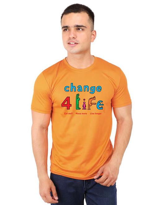 orange typographic chest print t-shirt - 16752257 - Very Small Image - 1