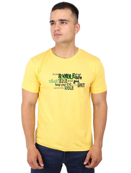 yellow typographic chest print t-shirt - 16752265 - Very Small Image - 1