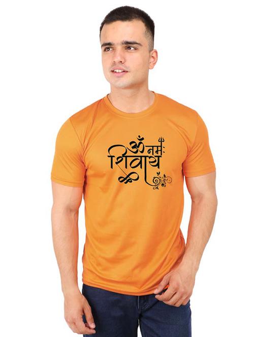 orange typographic chest printed t-shirt - 16752461 - Very Small Image - 1
