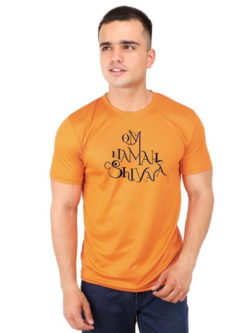 orange typographic chest printed t-shirt - 16752466 - Very Small Image - 1