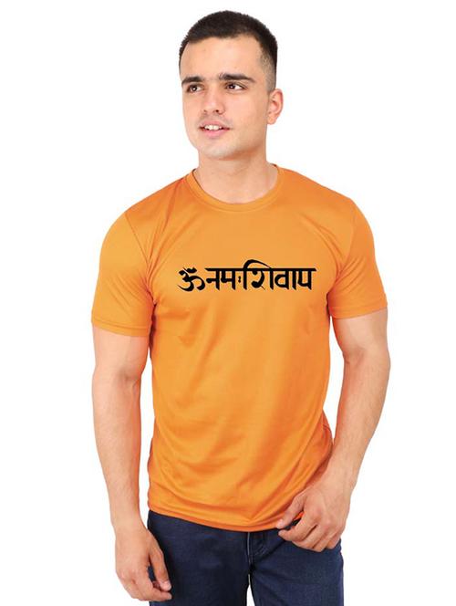 orange typographic chest printed t-shirt - 16752471 - Very Small Image - 1