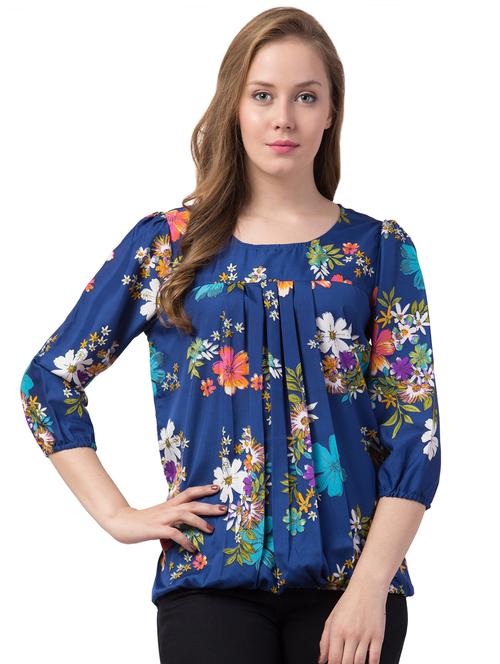 round neck floral blouson top - 16753349 - Very Small Image - 1