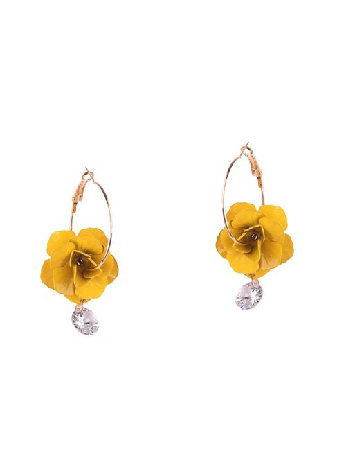 yellow metal drop earring - 16753492 - Very Small Image - 1