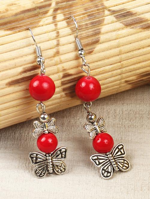 red silver drop earring - 16753528 - Very Small Image - 1