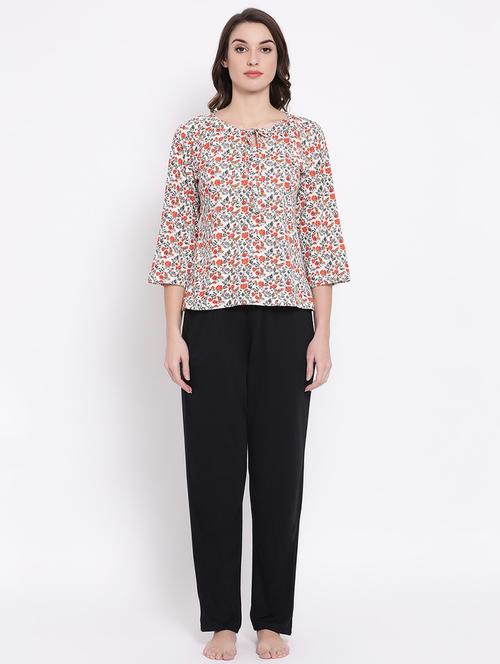round neck floral pjyama set - 16754176 - Very Small Image - 1