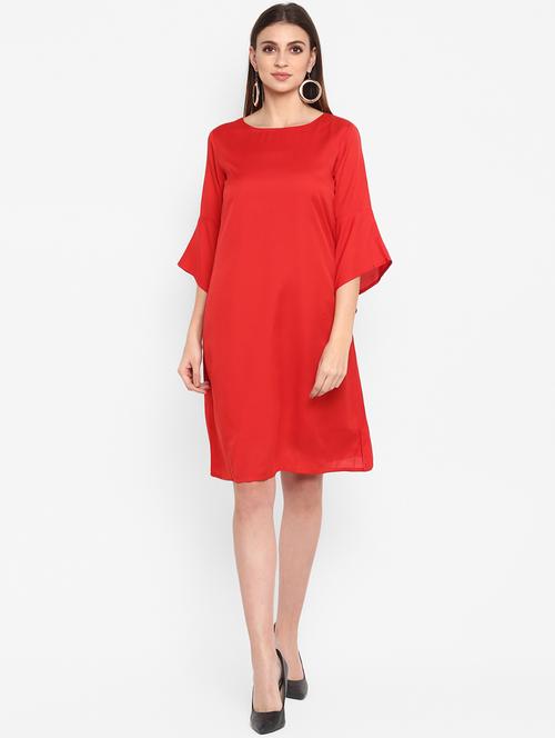 round neck bell sleeved a-line dress - 16754209 - Very Small Image - 1
