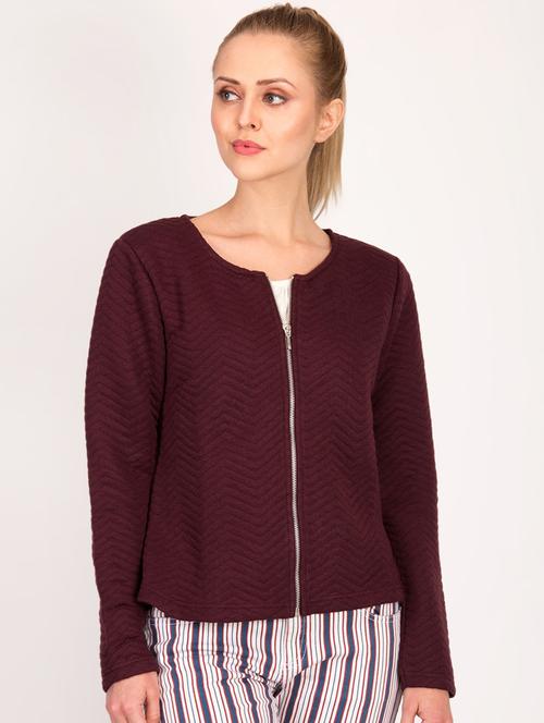 chevron quilted round neck wool jacket - 16754286 - Very Small Image - 1