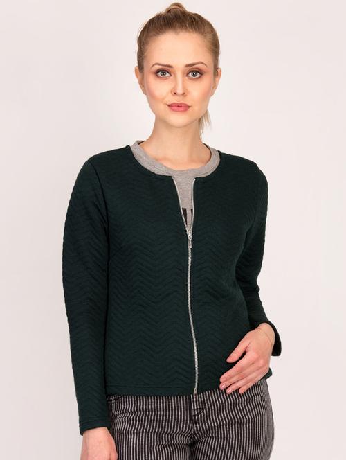 chevron quilted round neck wool jacket - 16754288 - Very Small Image - 1