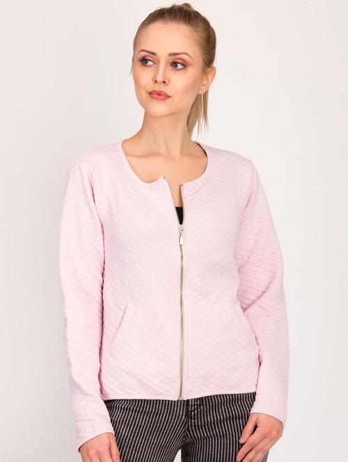 checkered quilted round neck jacket - 16754290 - Very Small Image - 1