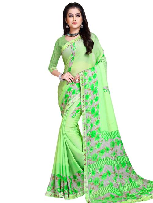 floral bordered saree with blouse - 16754438 - Very Small Image - 1