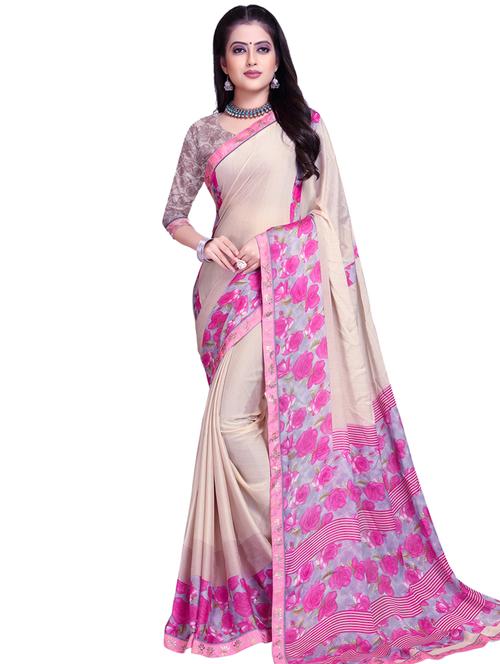 floral bordered saree with blouse - 16754439 - Very Small Image - 1