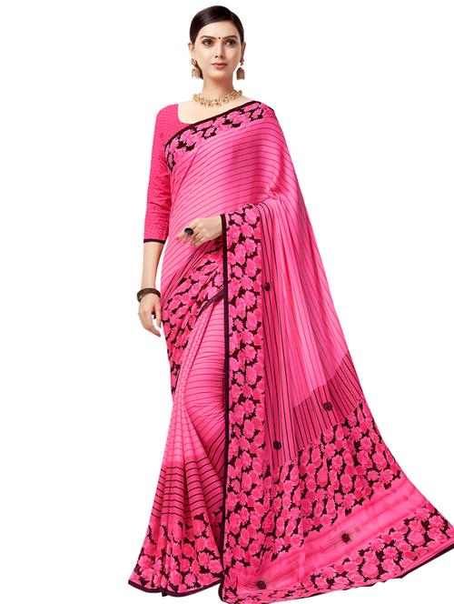 floral printed saree with blouse - 16754441 - Very Small Image - 1