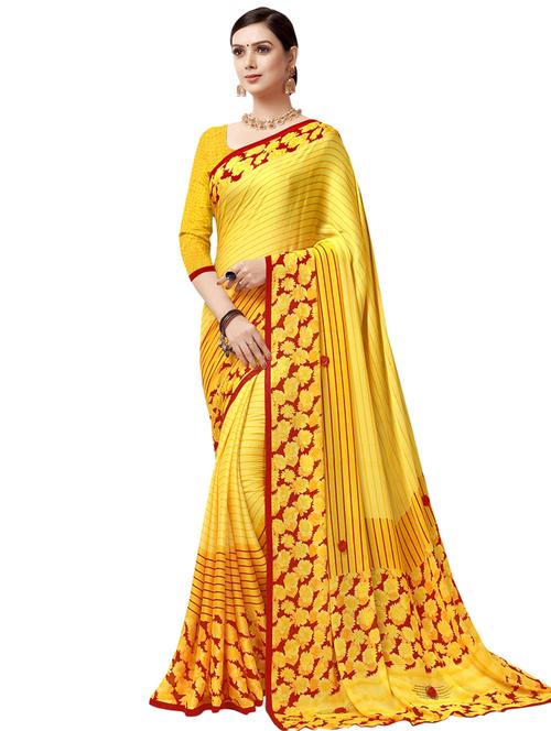 floral bordered saree with blouse - 16754446 - Very Small Image - 1