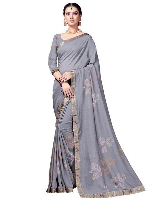 floral bordered saree with blouse - 16754448 - Very Small Image - 1