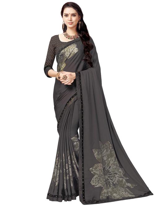 floral bordered saree with blouse - 16754452 - Very Small Image - 1