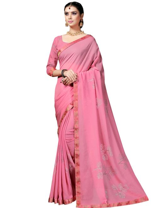 floral bordered saree with blouse - 16754455 - Very Small Image - 1