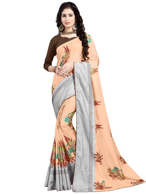 floral printed saree with blouse - 16754460 - Very Small Image - 1