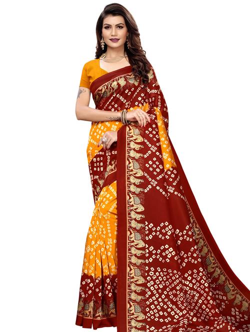 floral printed saree with blouse - 16754464 - Very Small Image - 1