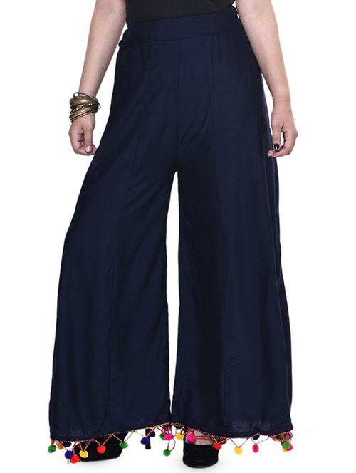blue rayon flared palazzo - 16754554 - Very Small Image - 1