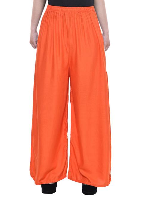 orange solid flared palazzo - 16754555 - Very Small Image - 1