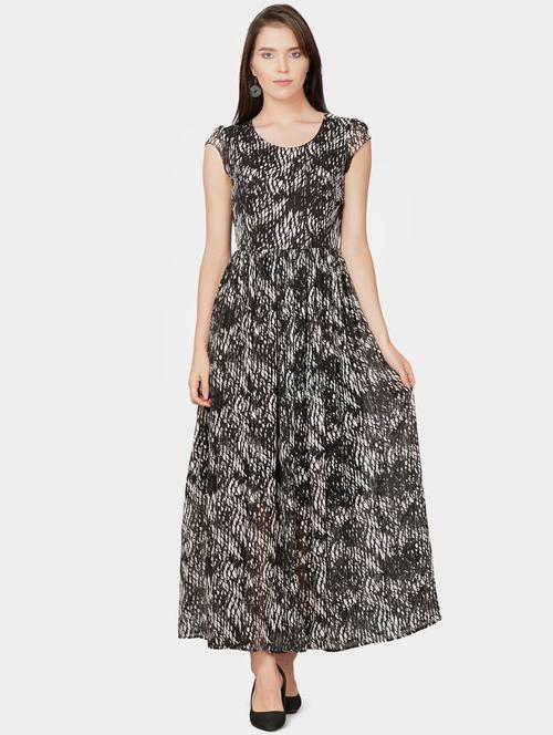 round neck abstract a-line dress - 16754647 - Very Small Image - 1