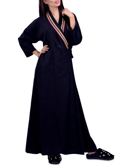 overlap neck solid night gown - 16754661 - Very Small Image - 1