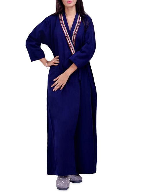 overlap neck solid night gown - 16754662 - Very Small Image - 1