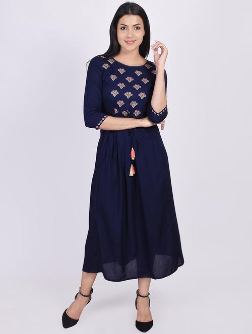 embroidered flared ethnic dress - 16755722 - Very Small Image - 1