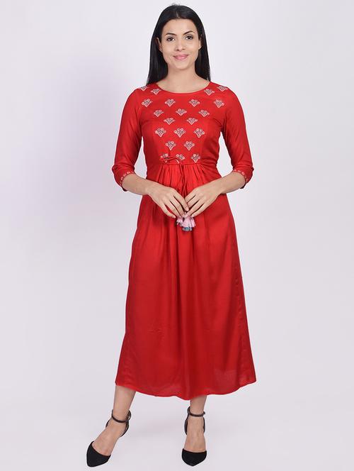 embroidered flared ethnic dress - 16755723 - Very Small Image - 1