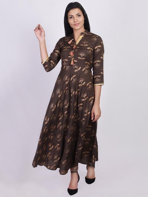 foil print flared kurta - 16755727 - Very Small Image - 1